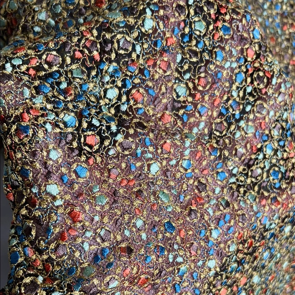 Ramy Brook Tien Magical Speckled Jacquard Embroidered Sheer Multicolor Blouse - Picture 4 of 13